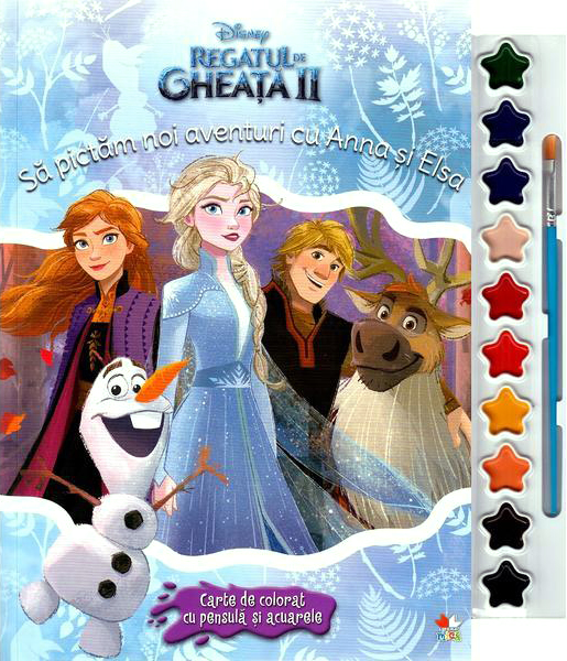 Disney. Regatul de gheata II. Sa pictam noi aventuri cu Anna si Elsa. Carte de colorat cu pensula si acuarele | - Litera