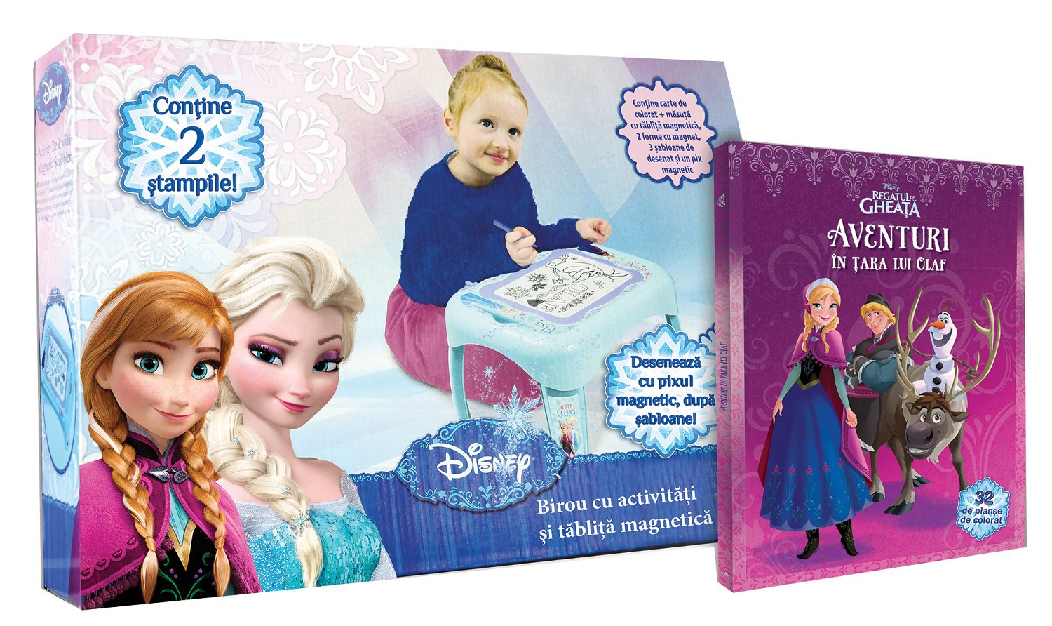 Carte "Aventuri in tara lui Olaf" + Set birou cu tablita magneti | - Litera